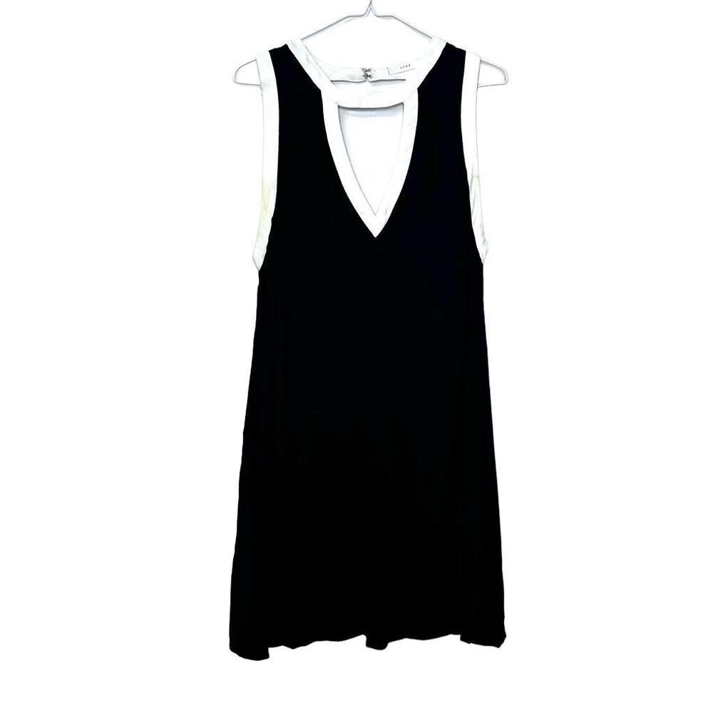 Lush Front And Back Cutout Sleeveless Tunic Dress Black And White Large